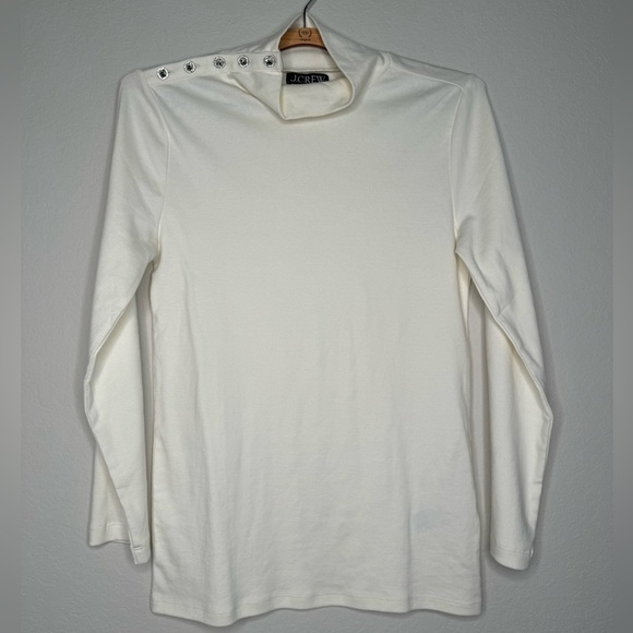 J. Crew Tops - J.Crew‎ Women's Perfect-fit Turtleneck with Jewel Buttons in Ivory- Sz M
